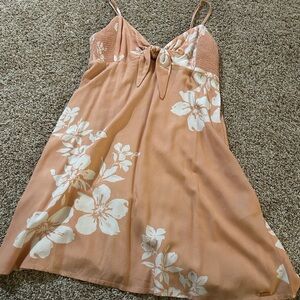 Peach Floral Slip Dress with White Blossoms Volcom